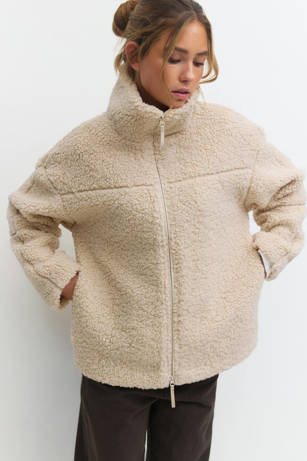Pile zip jacket