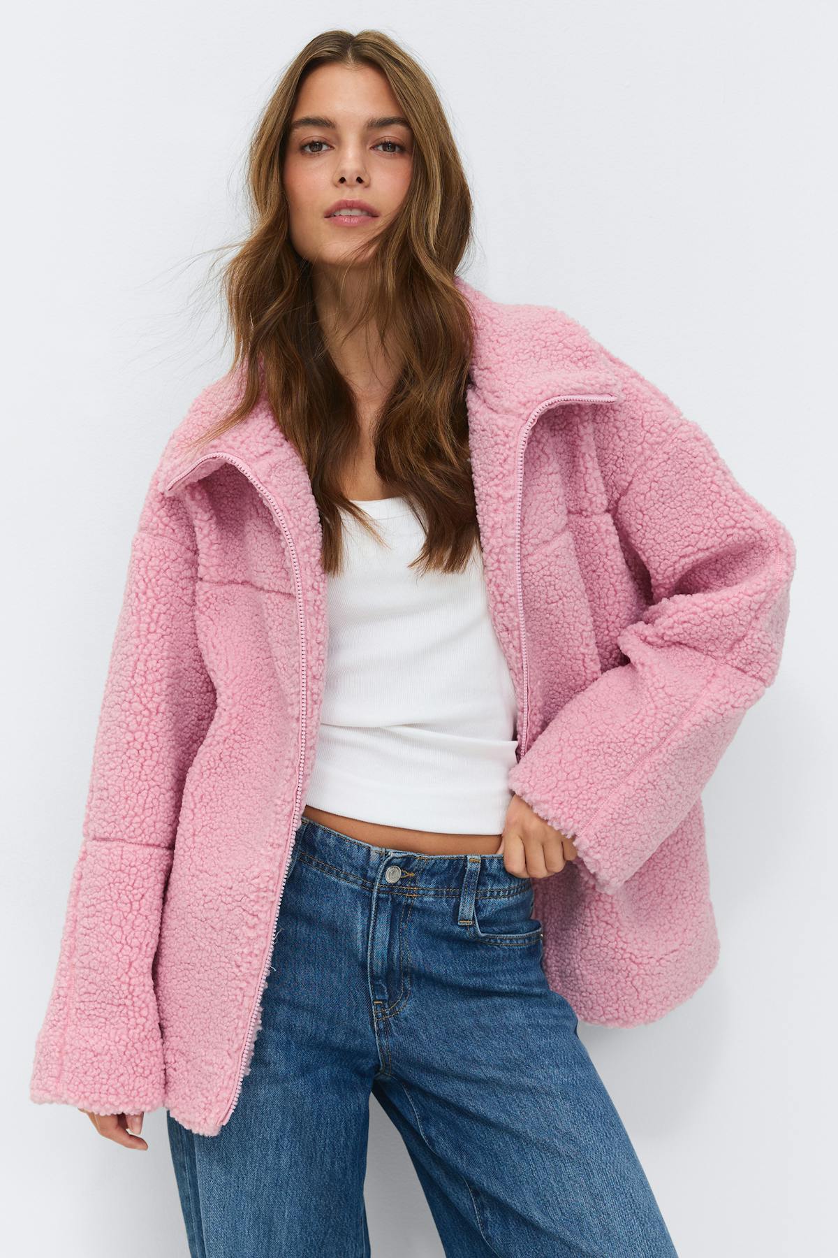 Pile zip jacket