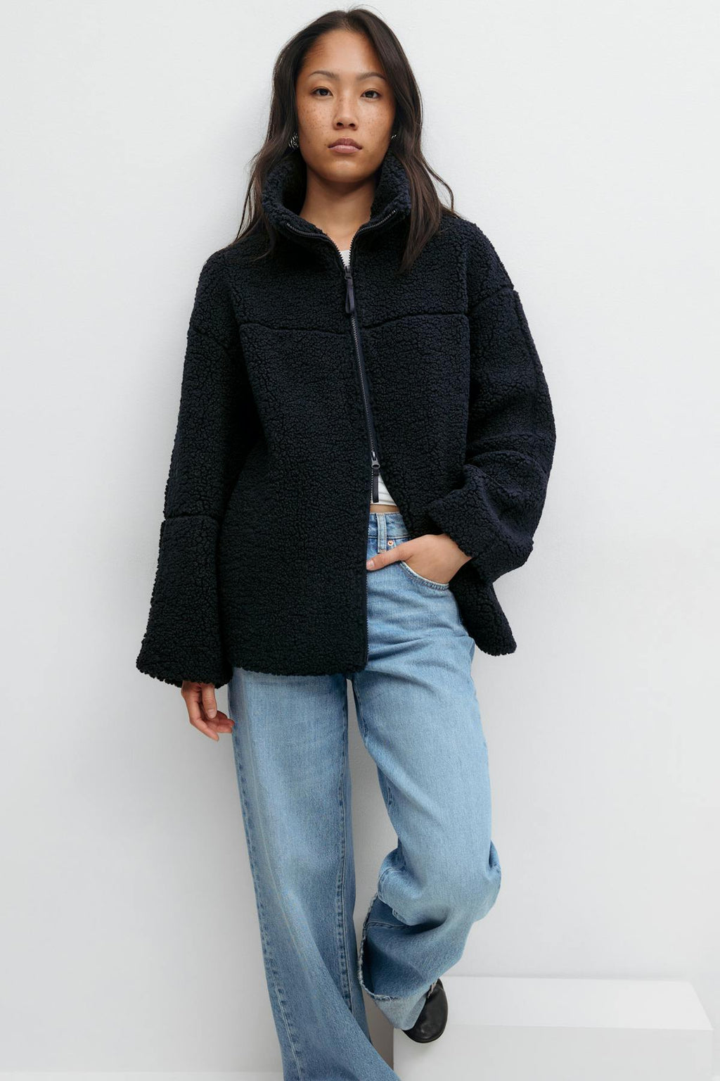 Pile zip jacket
