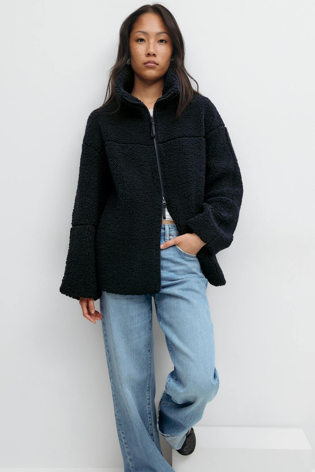 Pile zip jacket