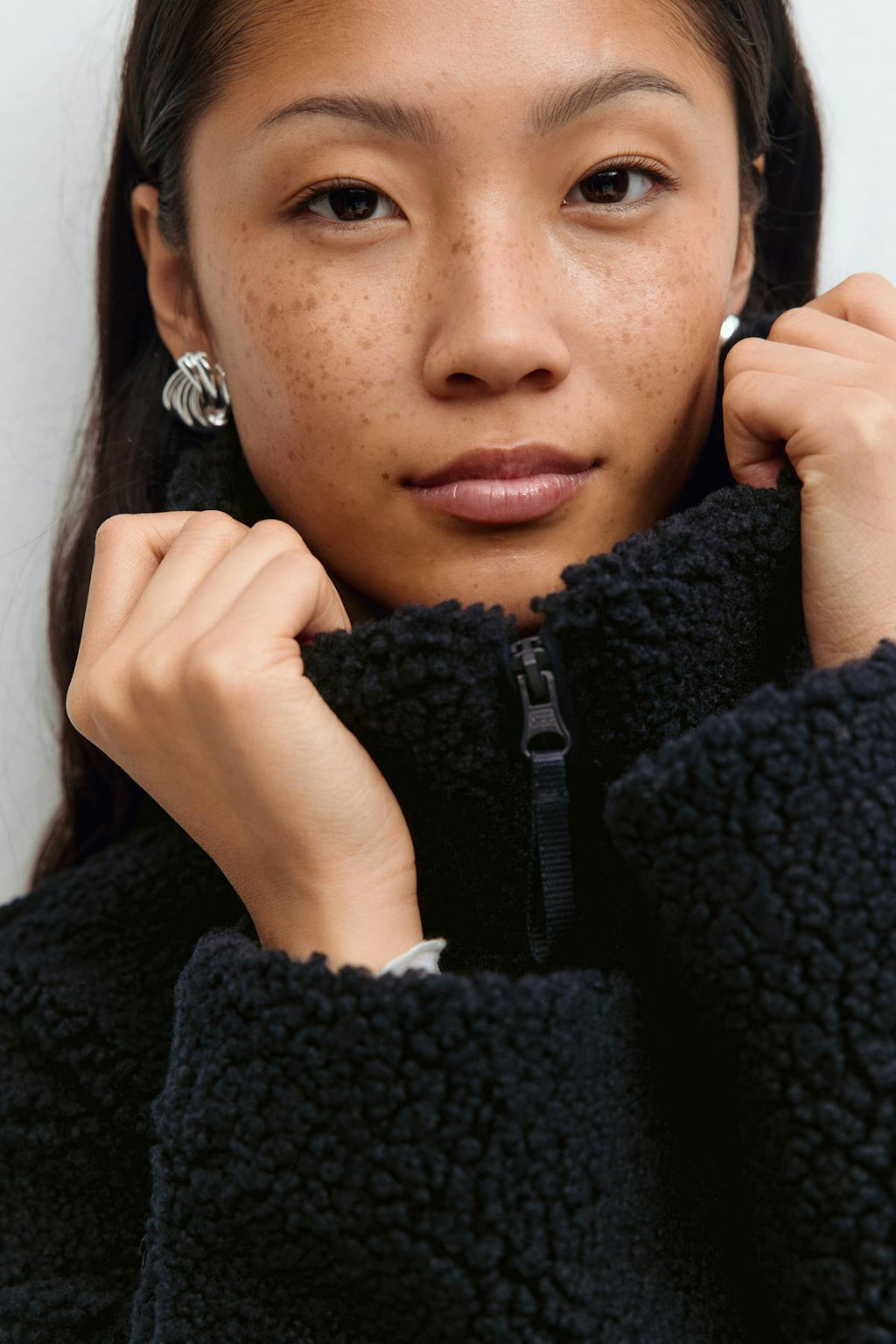 Pile zip jacket