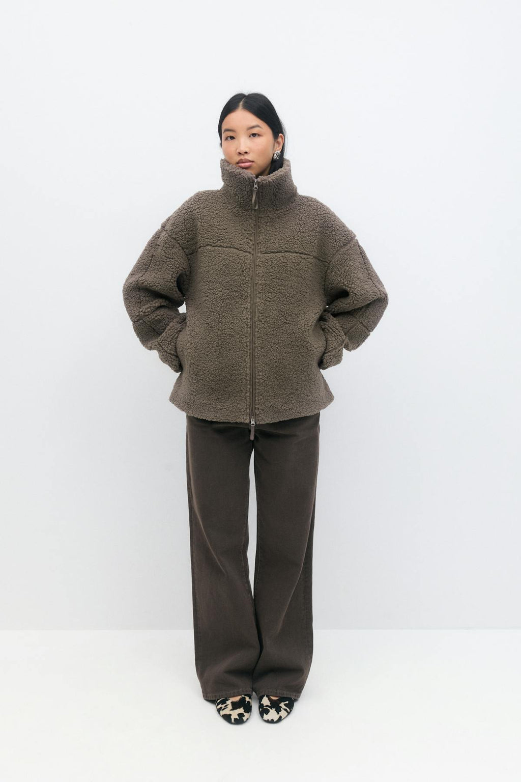 Pile zip jacket