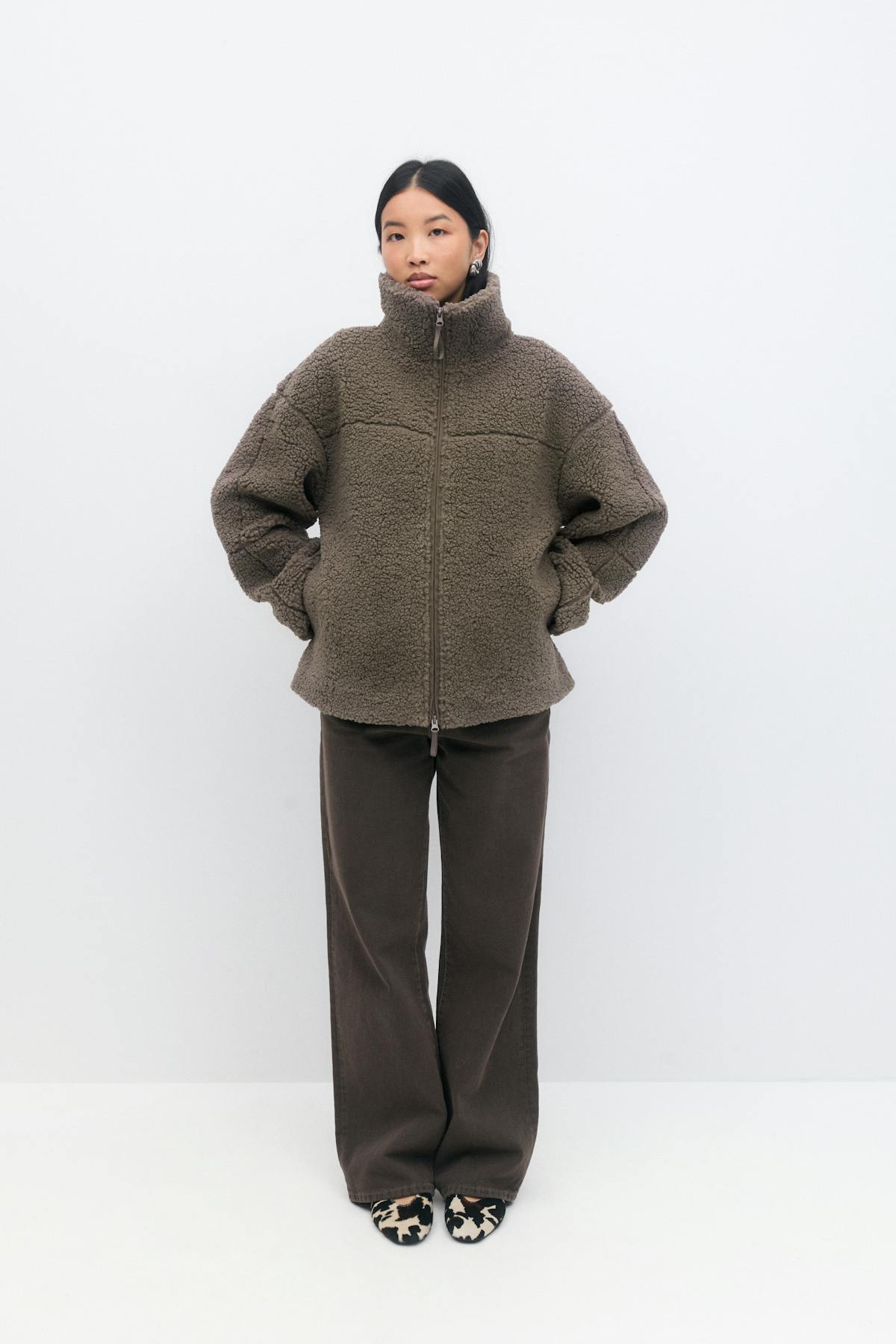 Pile zip jacket