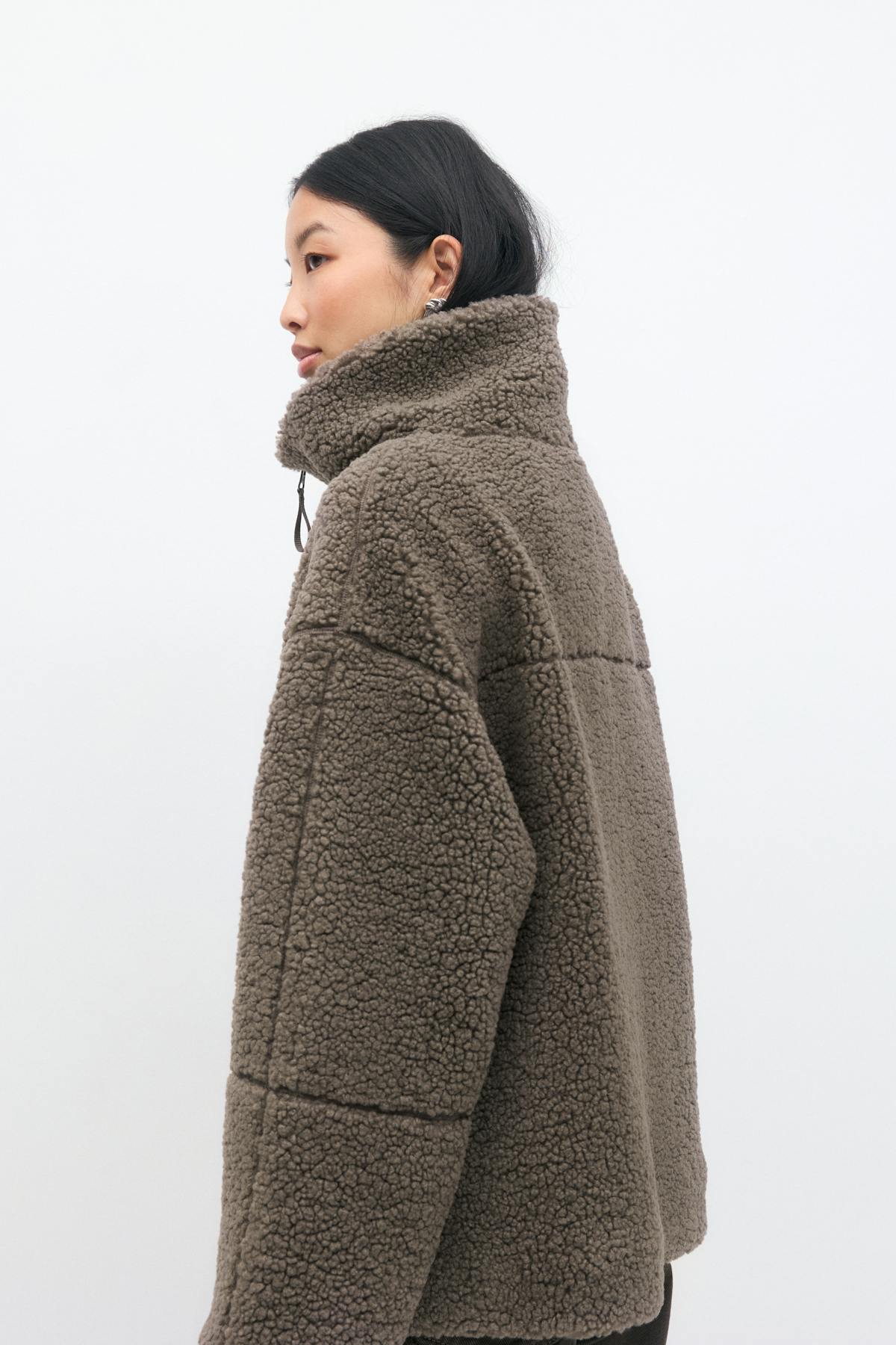 Pile zip jacket