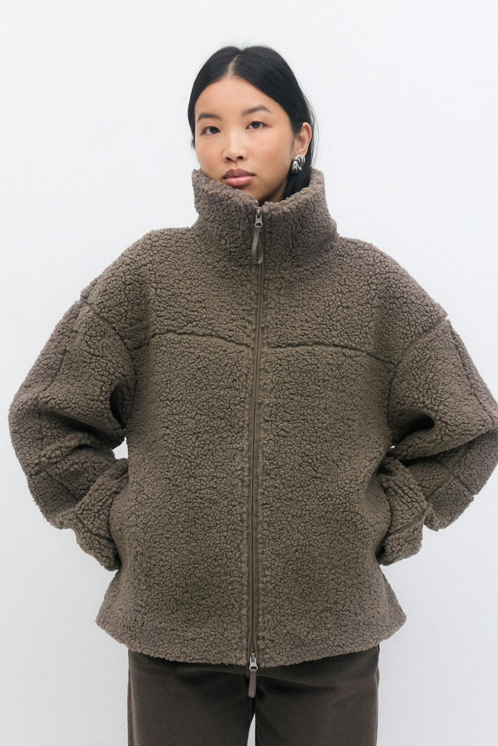 Pile zip jacket