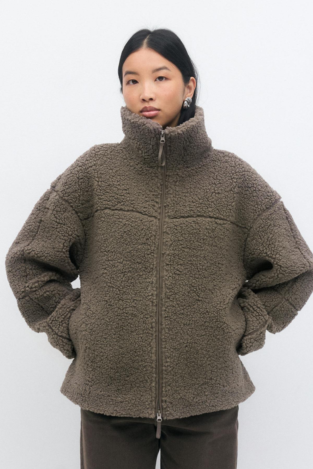 Pile zip jacket