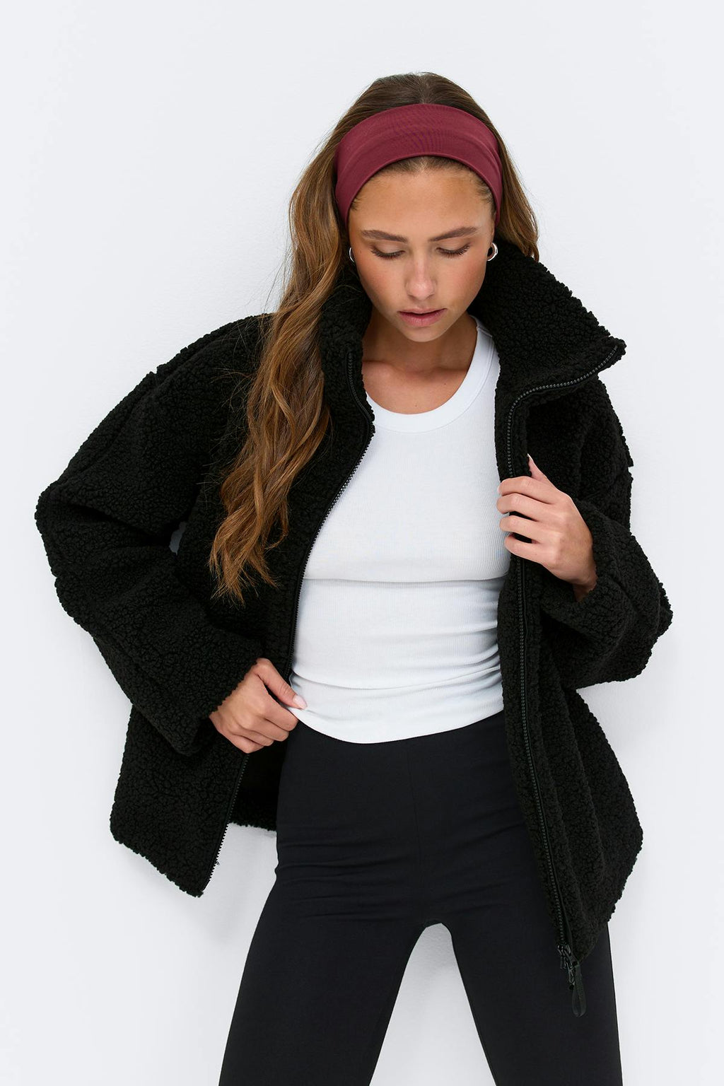 Pile zip jacket