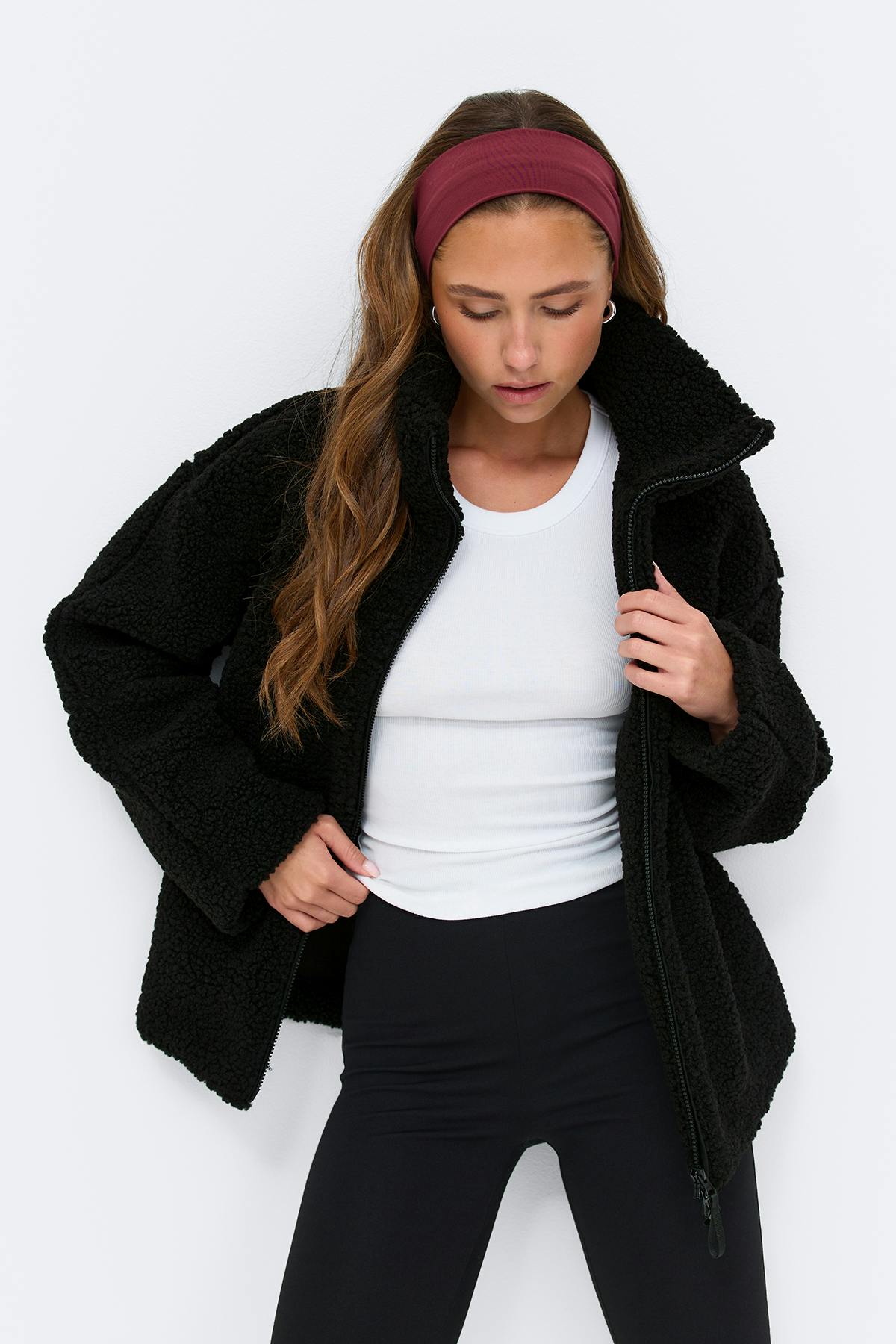 Pile zip jacket