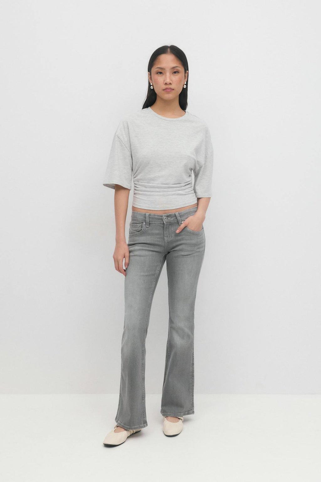 Ultra low bootcut jeans