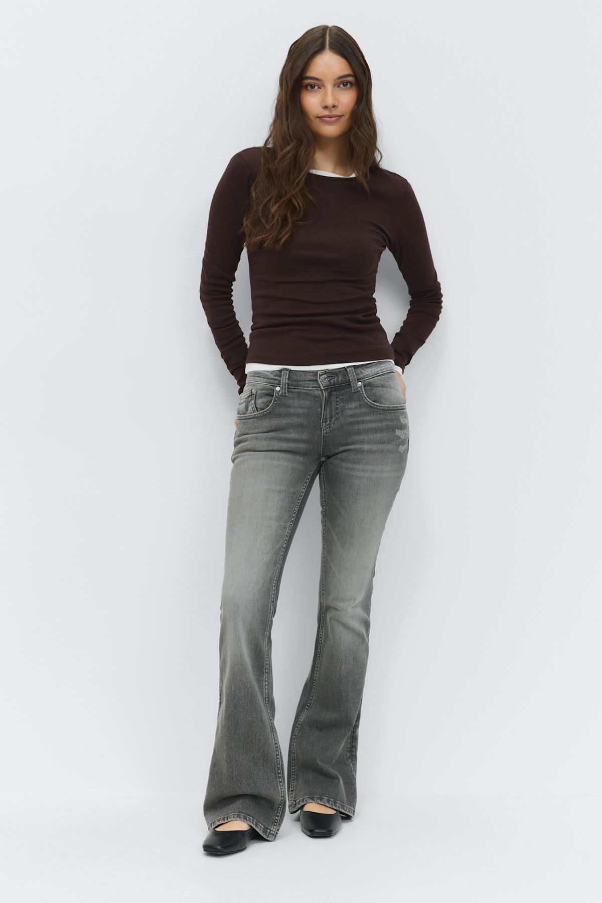 Ultra low bootcut jeans
