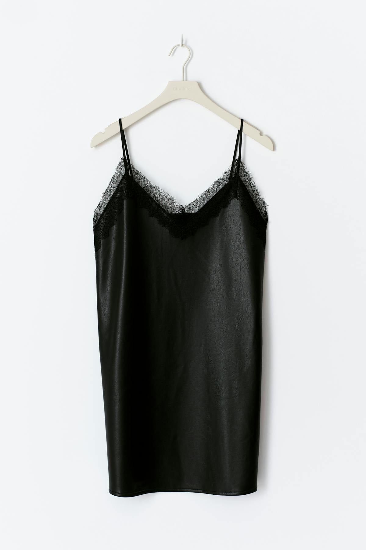 Lace detail pu dress