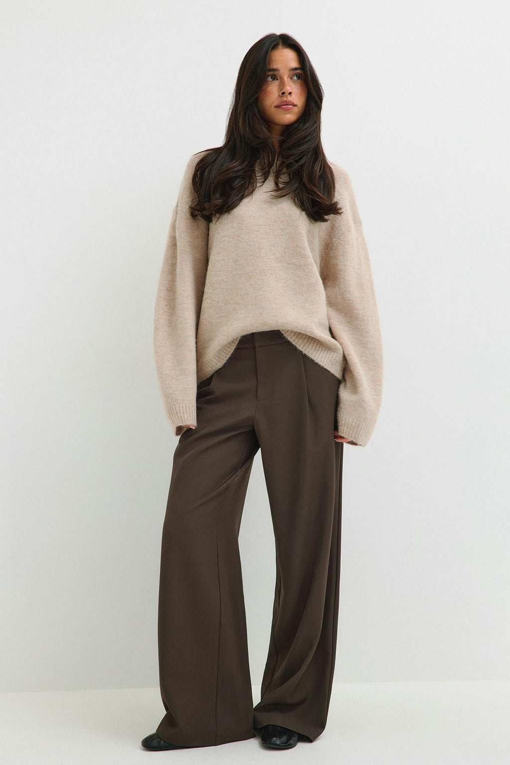 Mid wide pleated trousers