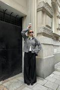 Mid wide pleated trousers