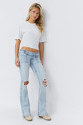 14+ pleated flare jeans