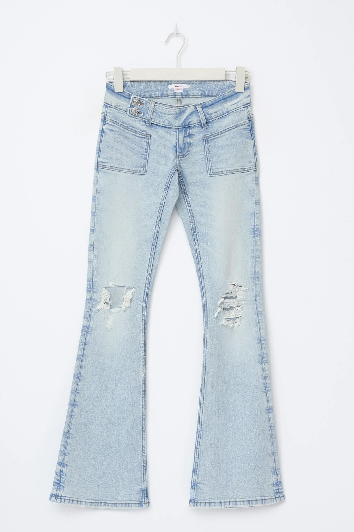 14+ pleated flare jeans