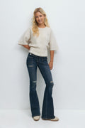 14+ pleated flare jeans