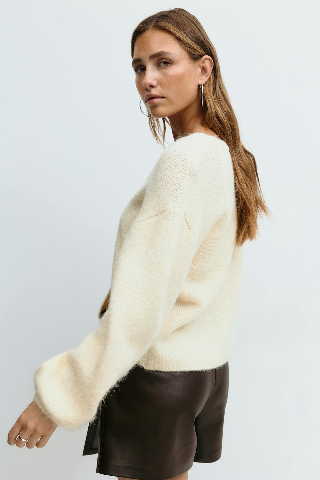 V-neck knitted cardigan