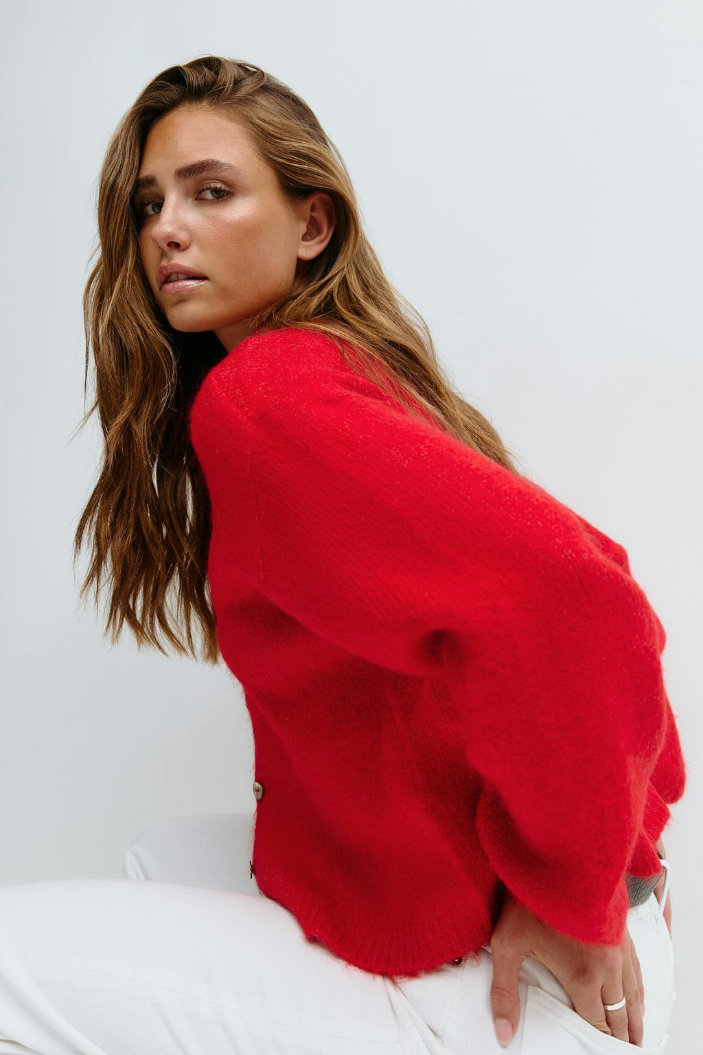 V-neck knitted cardigan