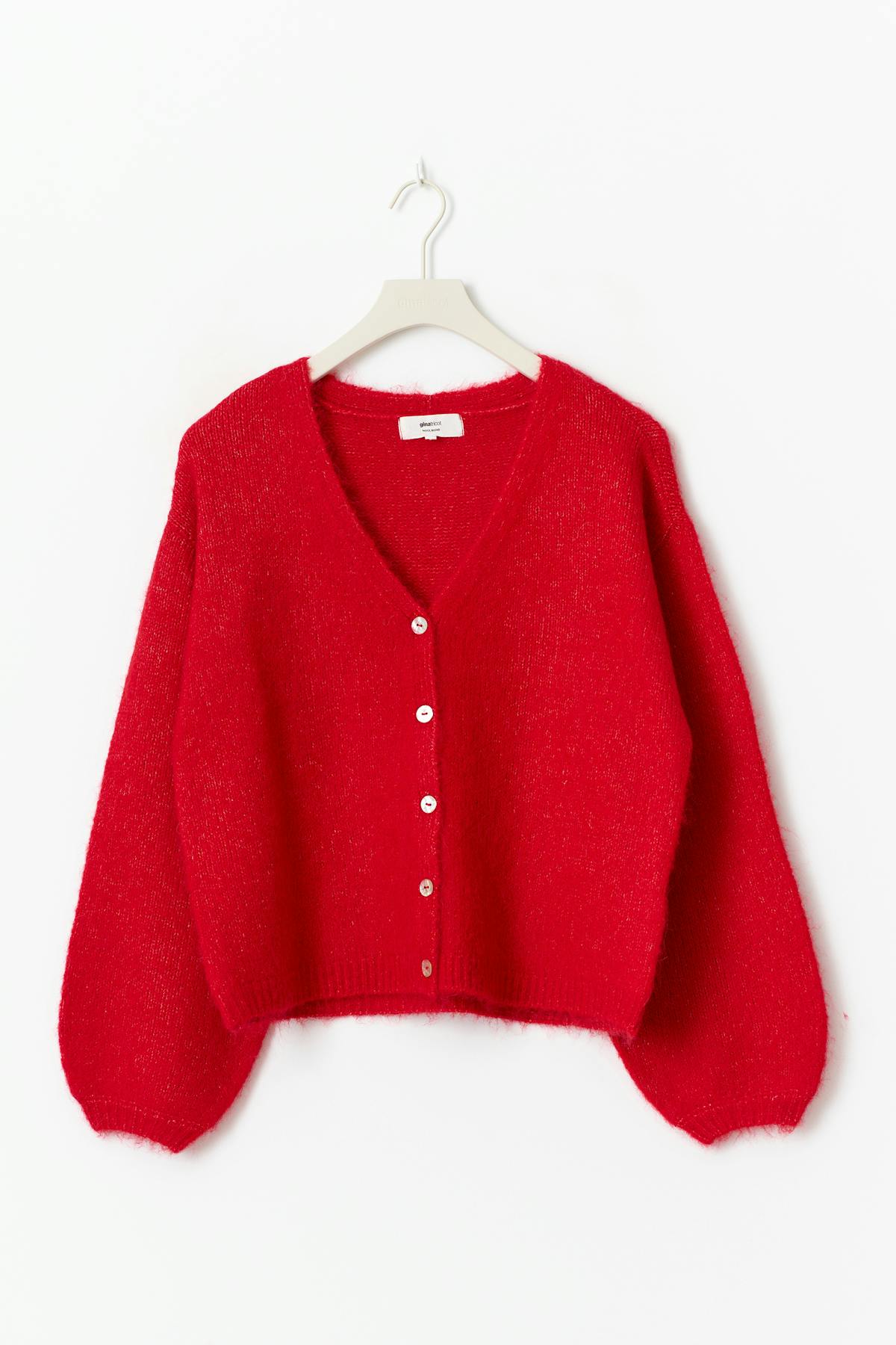 V-neck knitted cardigan