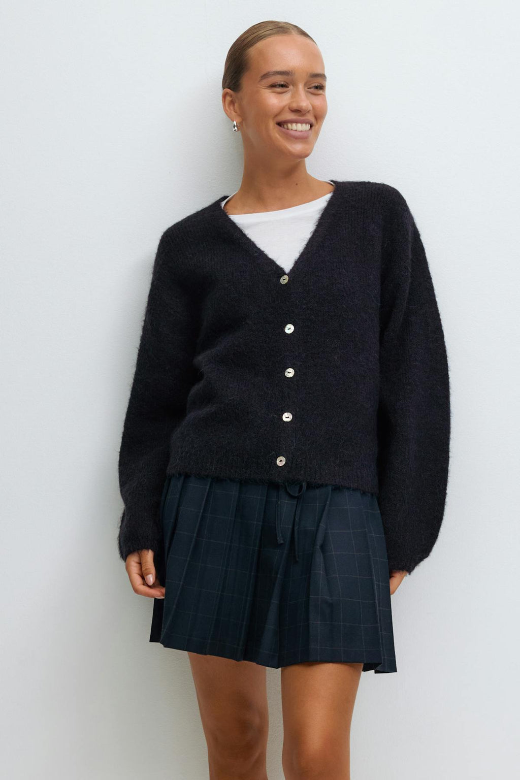V-neck knitted cardigan