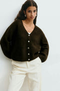 V-neck knitted cardigan