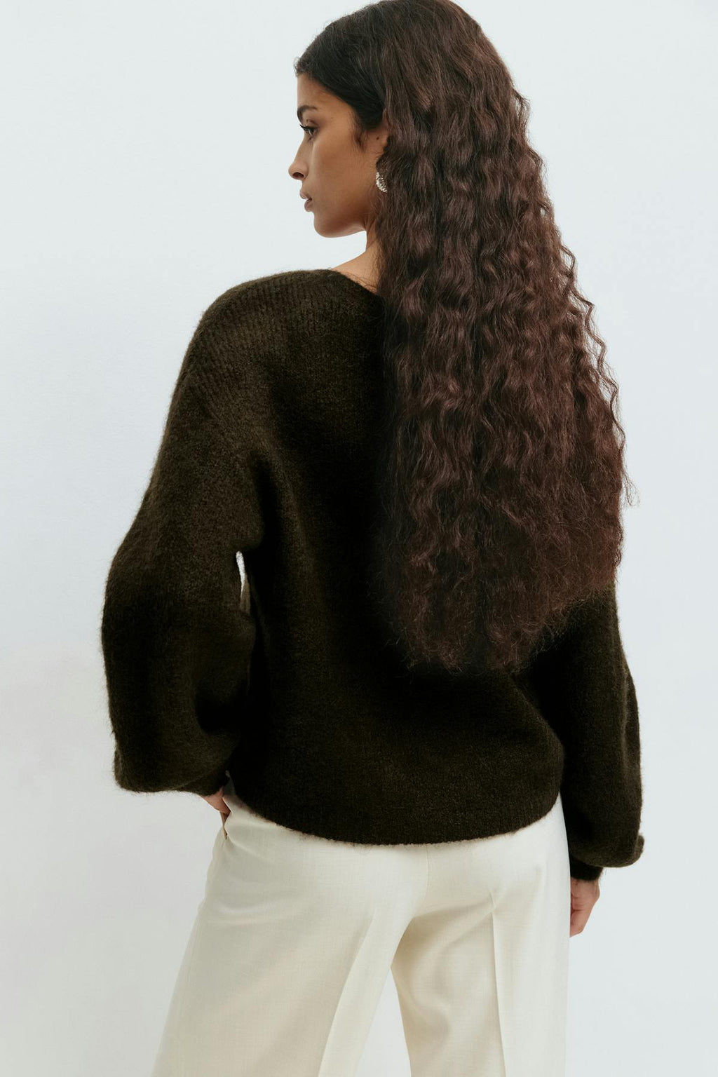 V-neck knitted cardigan