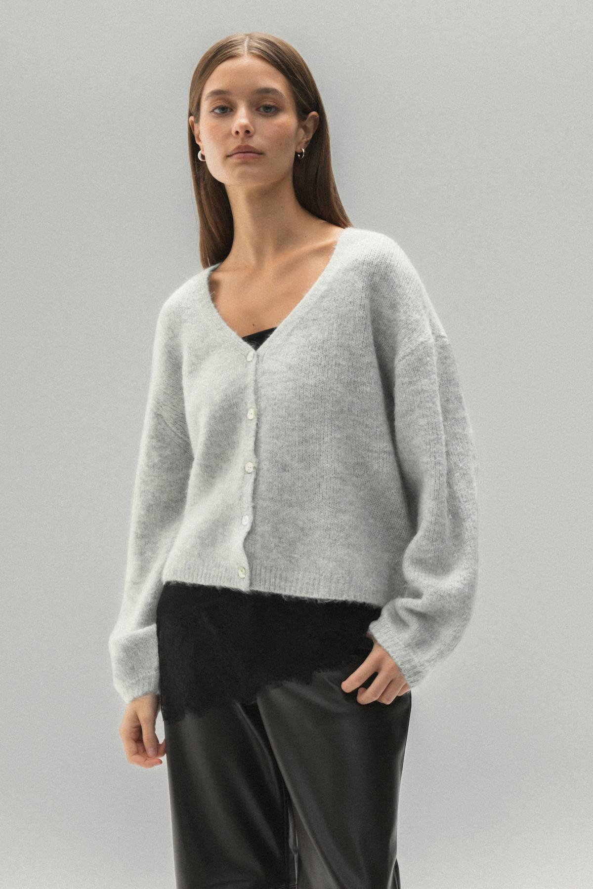 V-neck knitted cardigan