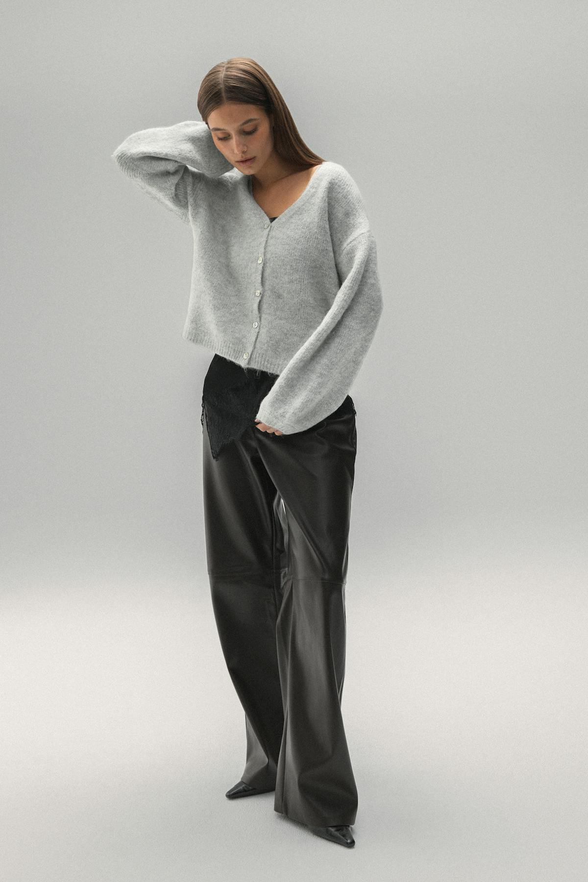 V-neck knitted cardigan