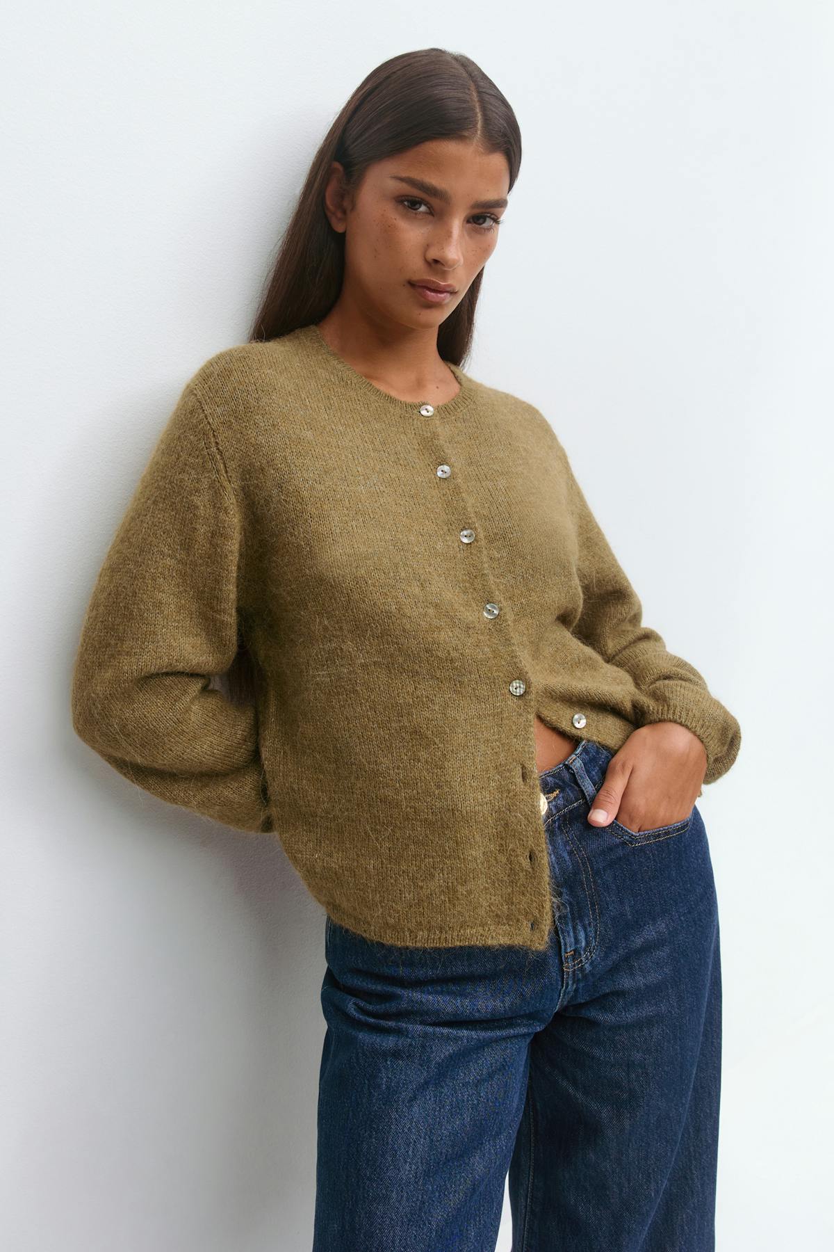 Alpaca blend knitted cardigan