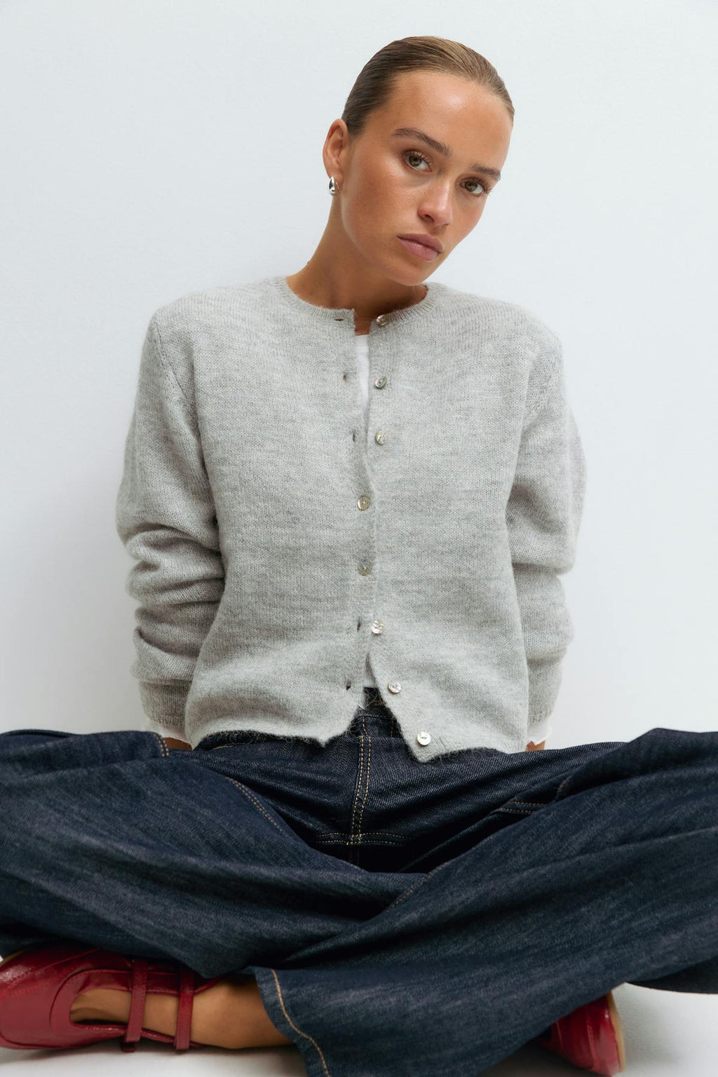 Alpaca blend knitted cardigan