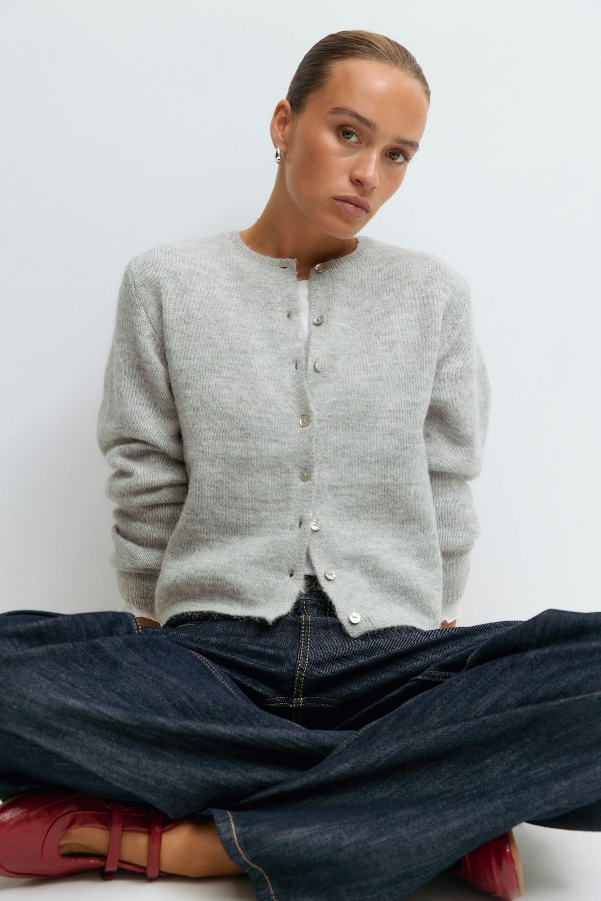 Alpaca blend knitted cardigan