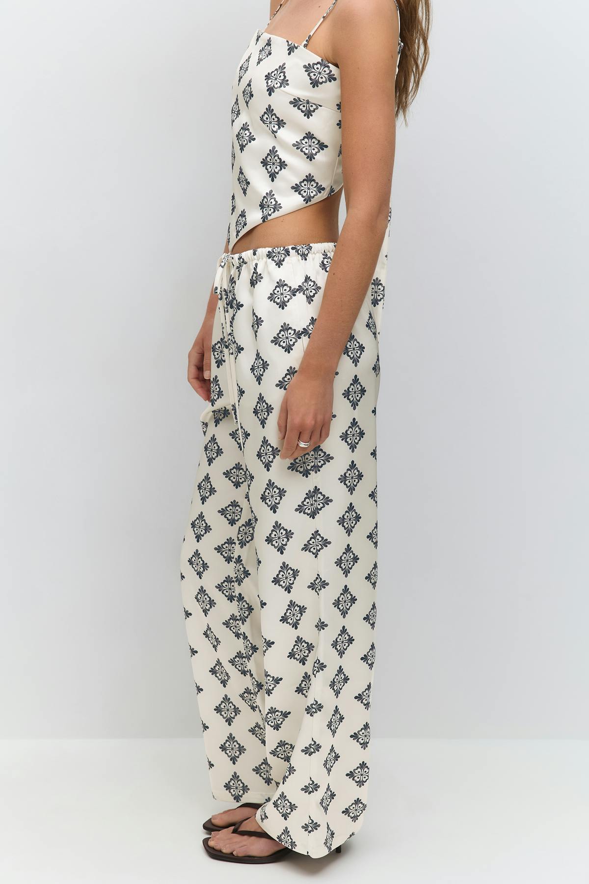 Drawstring satin trousers