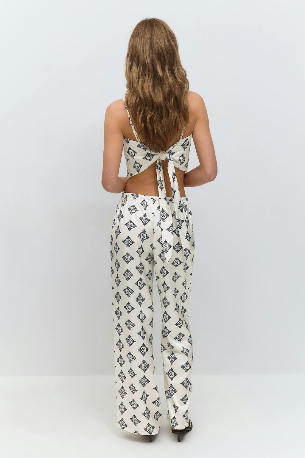 Drawstring satin trousers