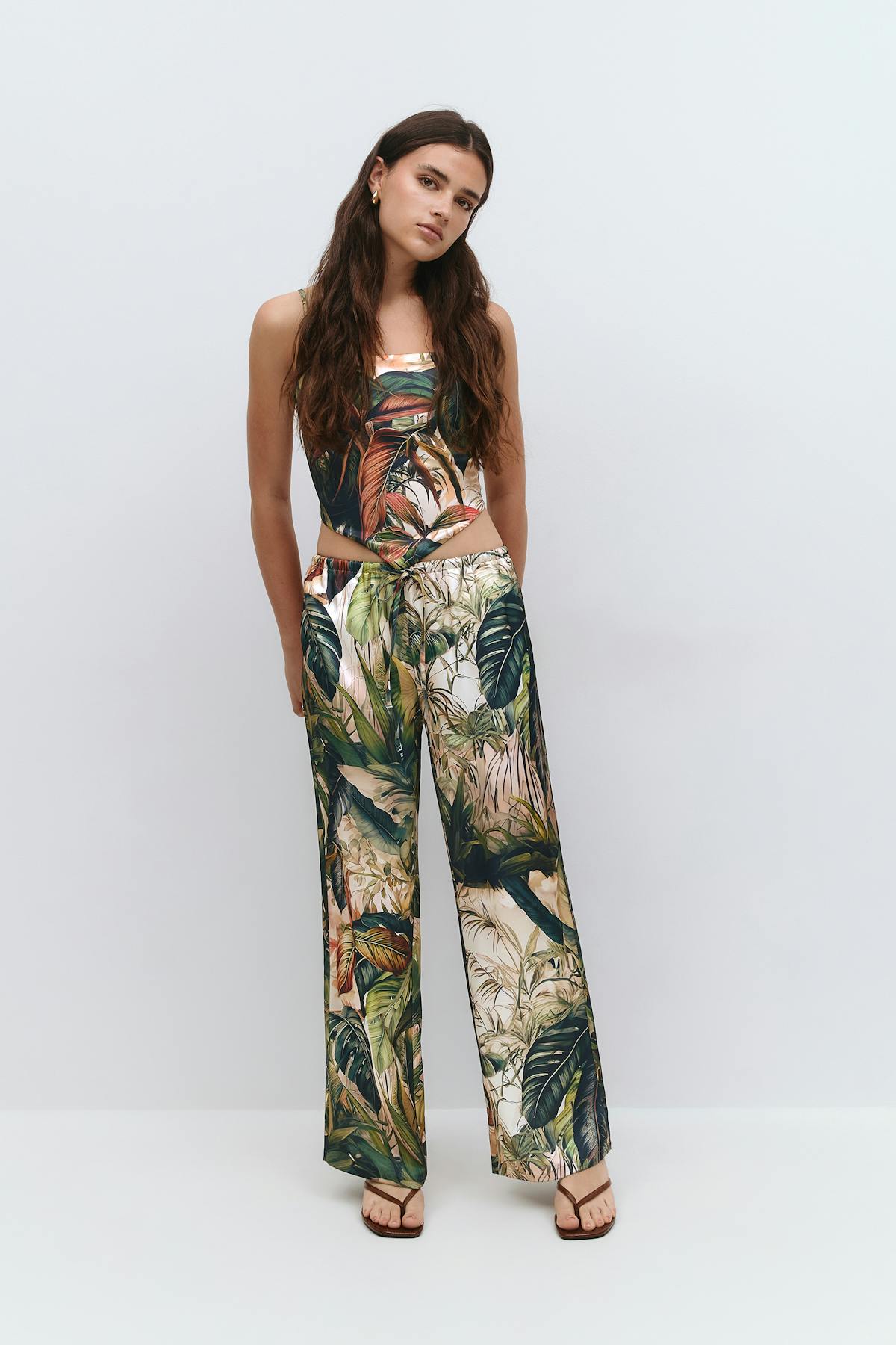 Drawstring satin trousers