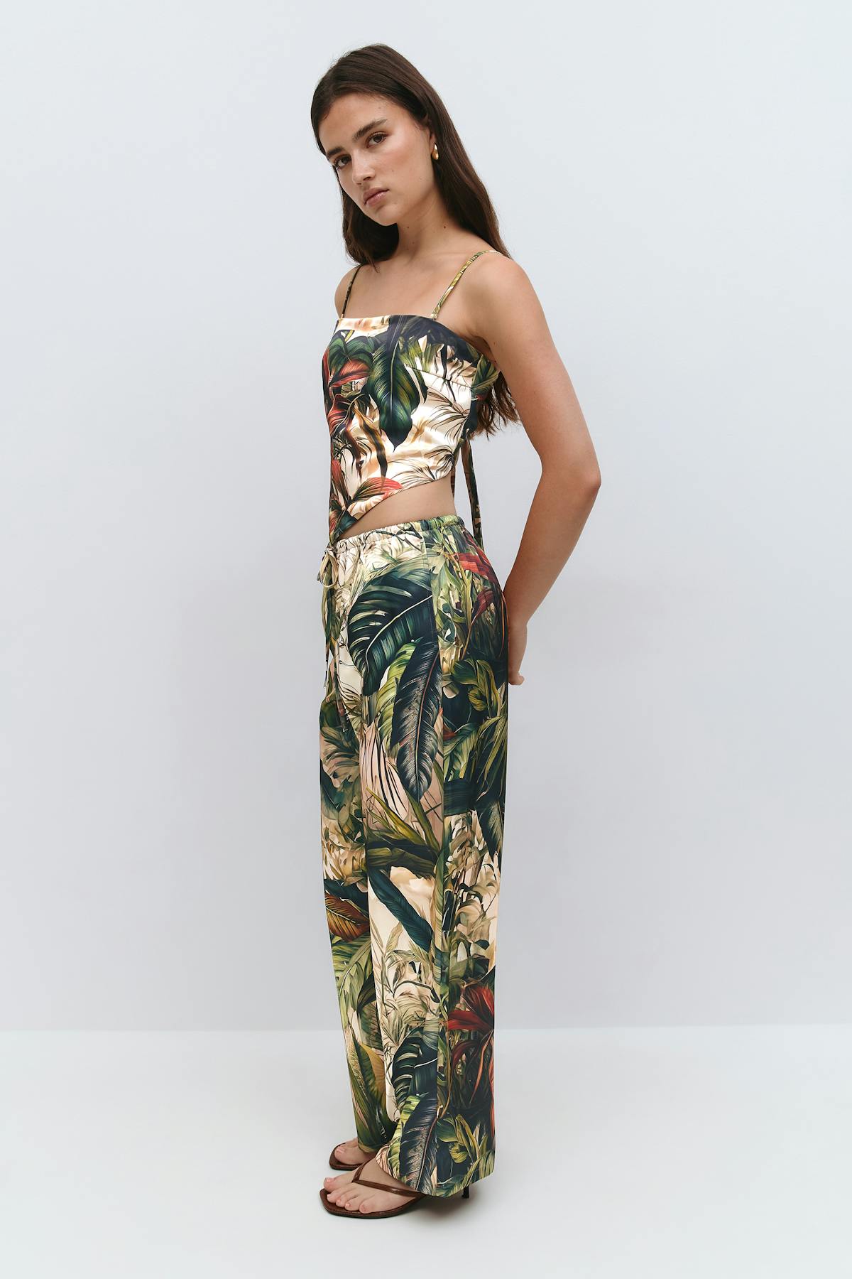 Drawstring satin trousers
