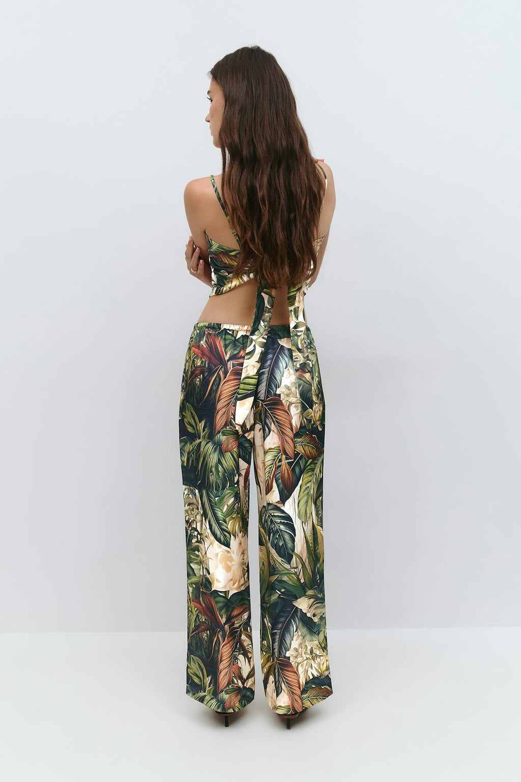Drawstring satin trousers