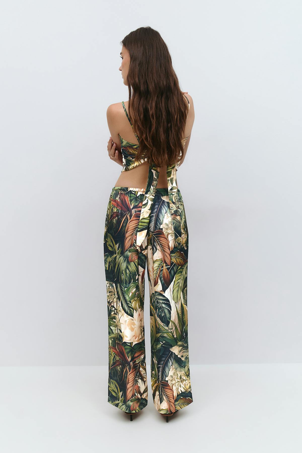 Drawstring satin trousers