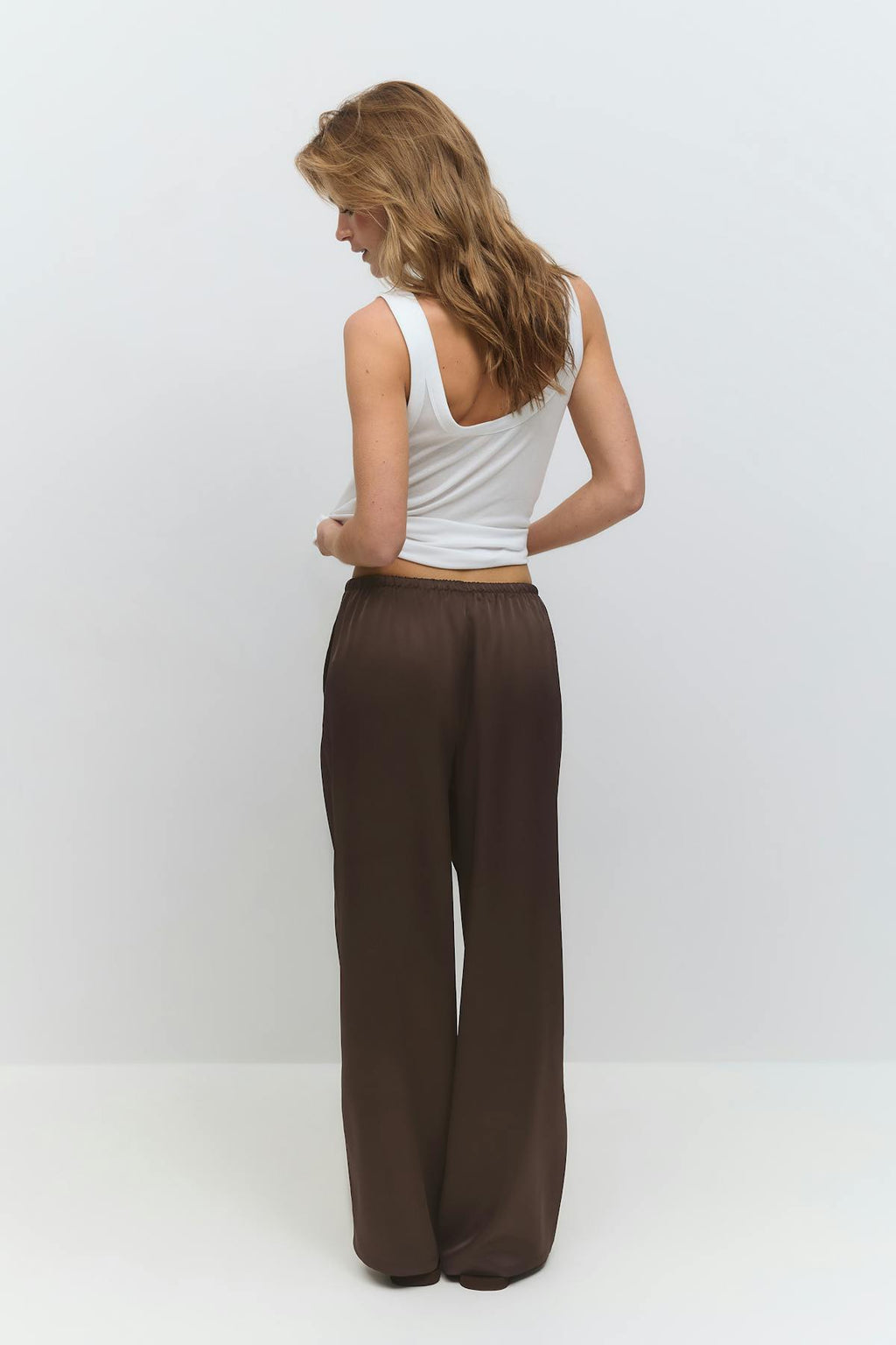 Drawstring satin trousers