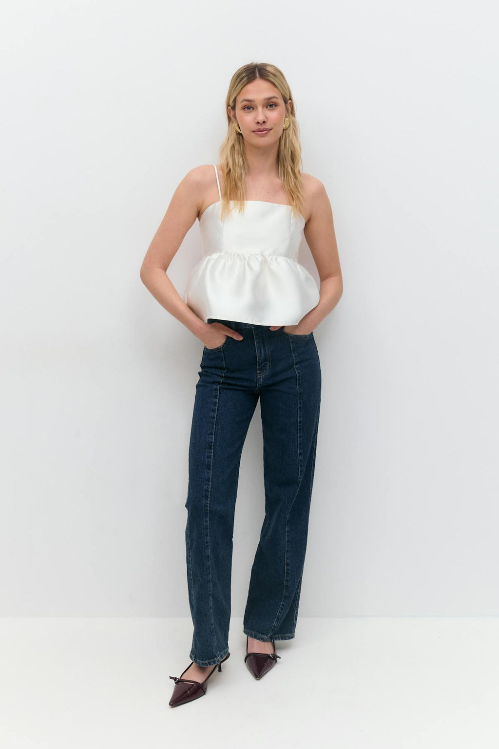 Shiny peplum top