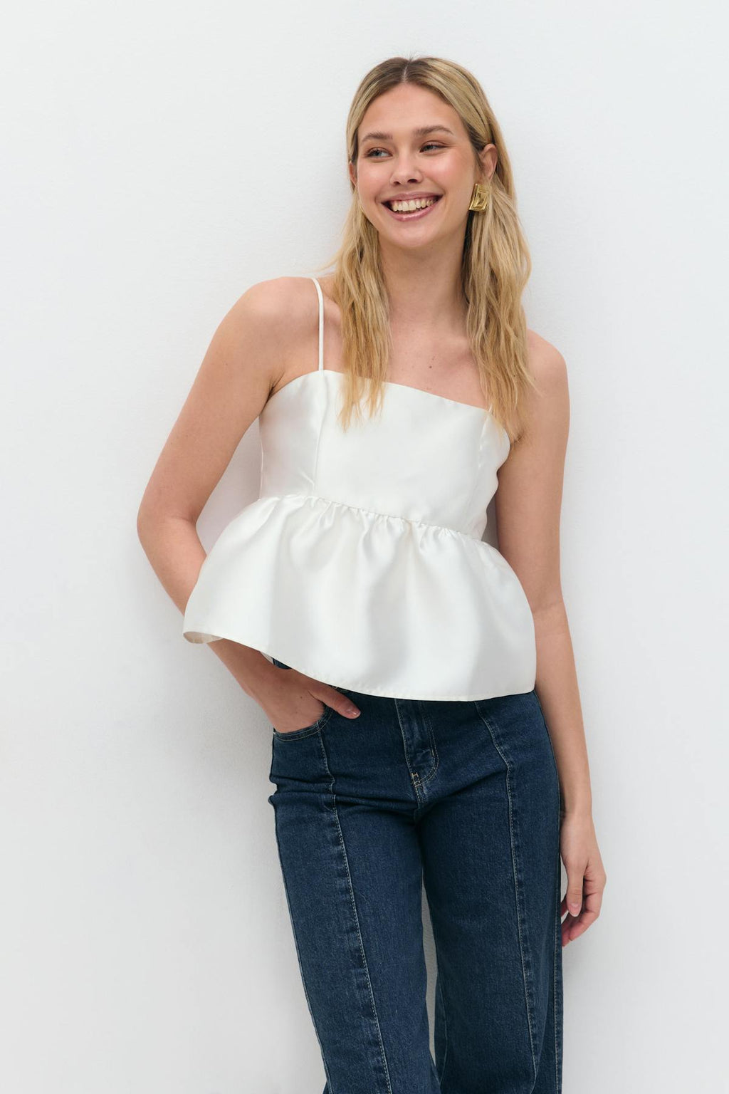 Shiny peplum top