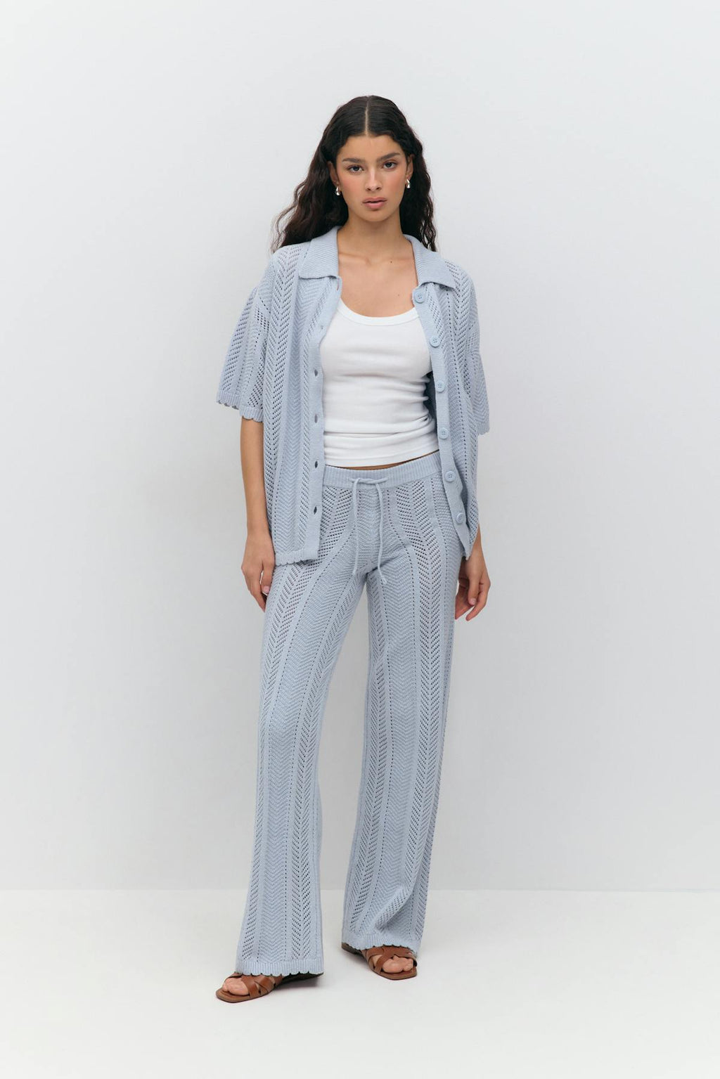Crochet stripe trousers