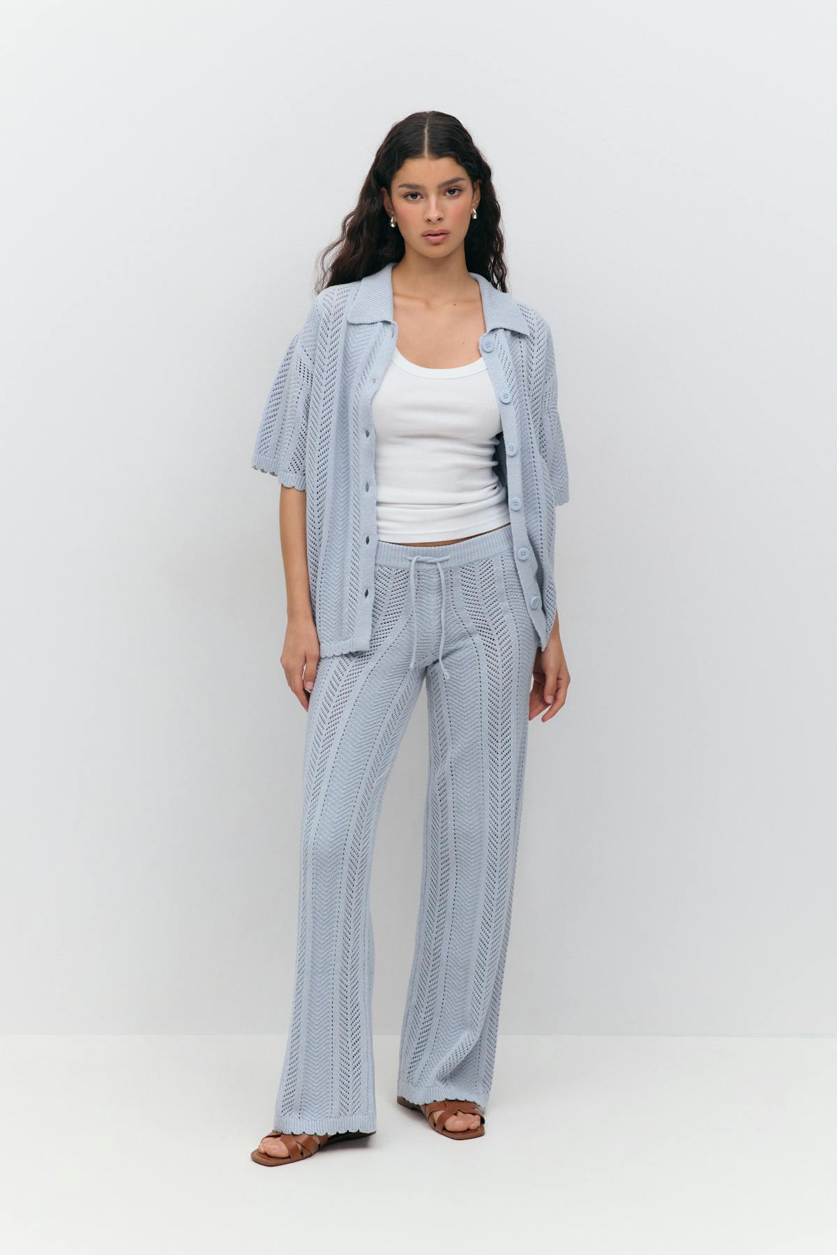 Crochet stripe trousers