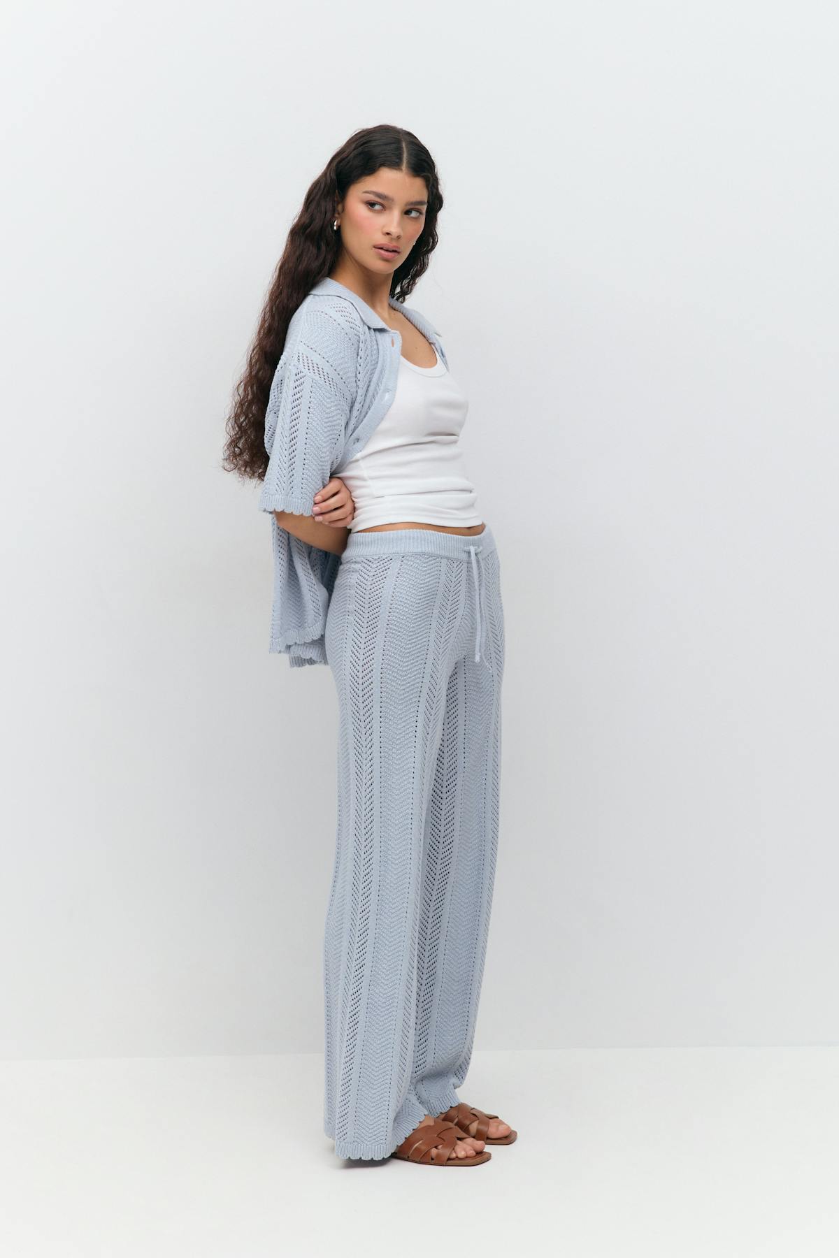Crochet stripe trousers