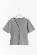 Knitted short sleeve cardigan