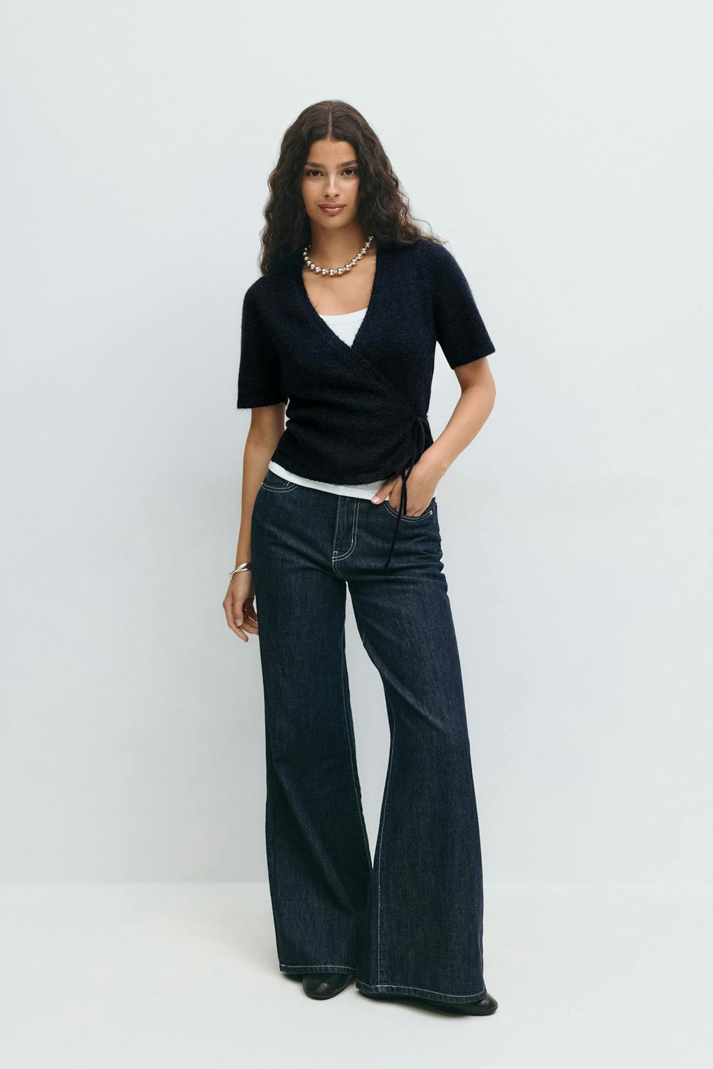 Knitted wrap top