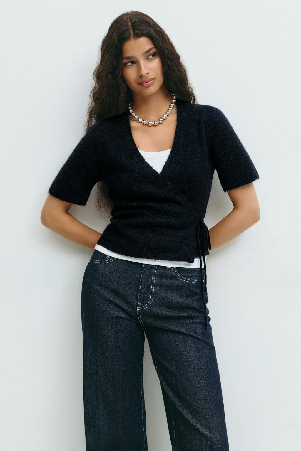Knitted wrap top