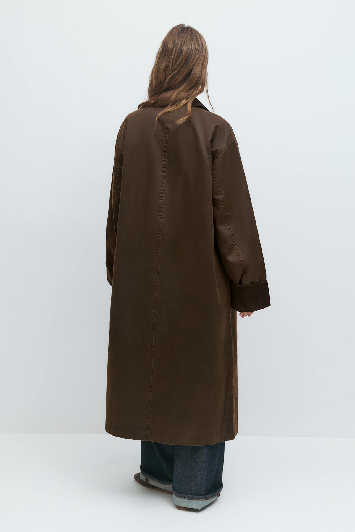 Waxed effect long jacket