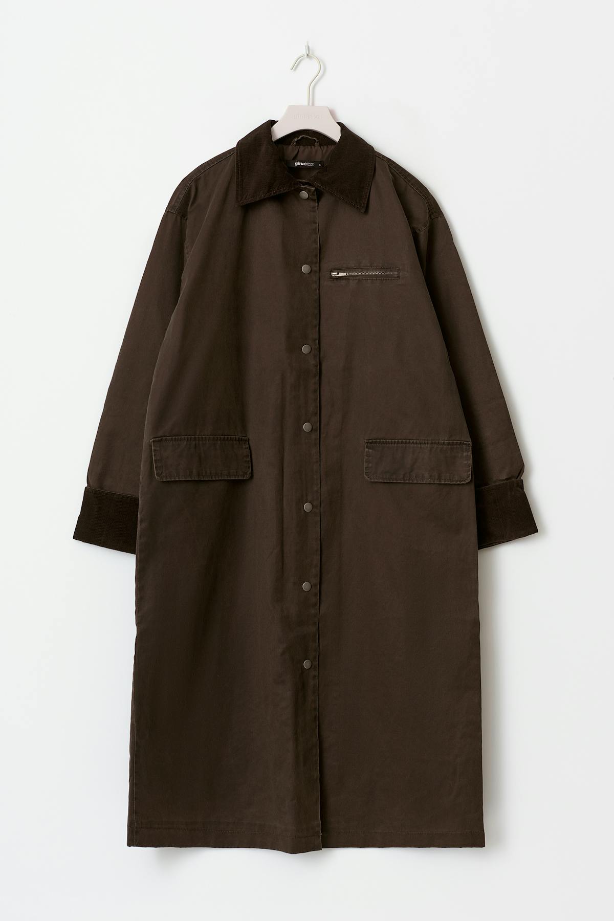 Waxed effect long jacket
