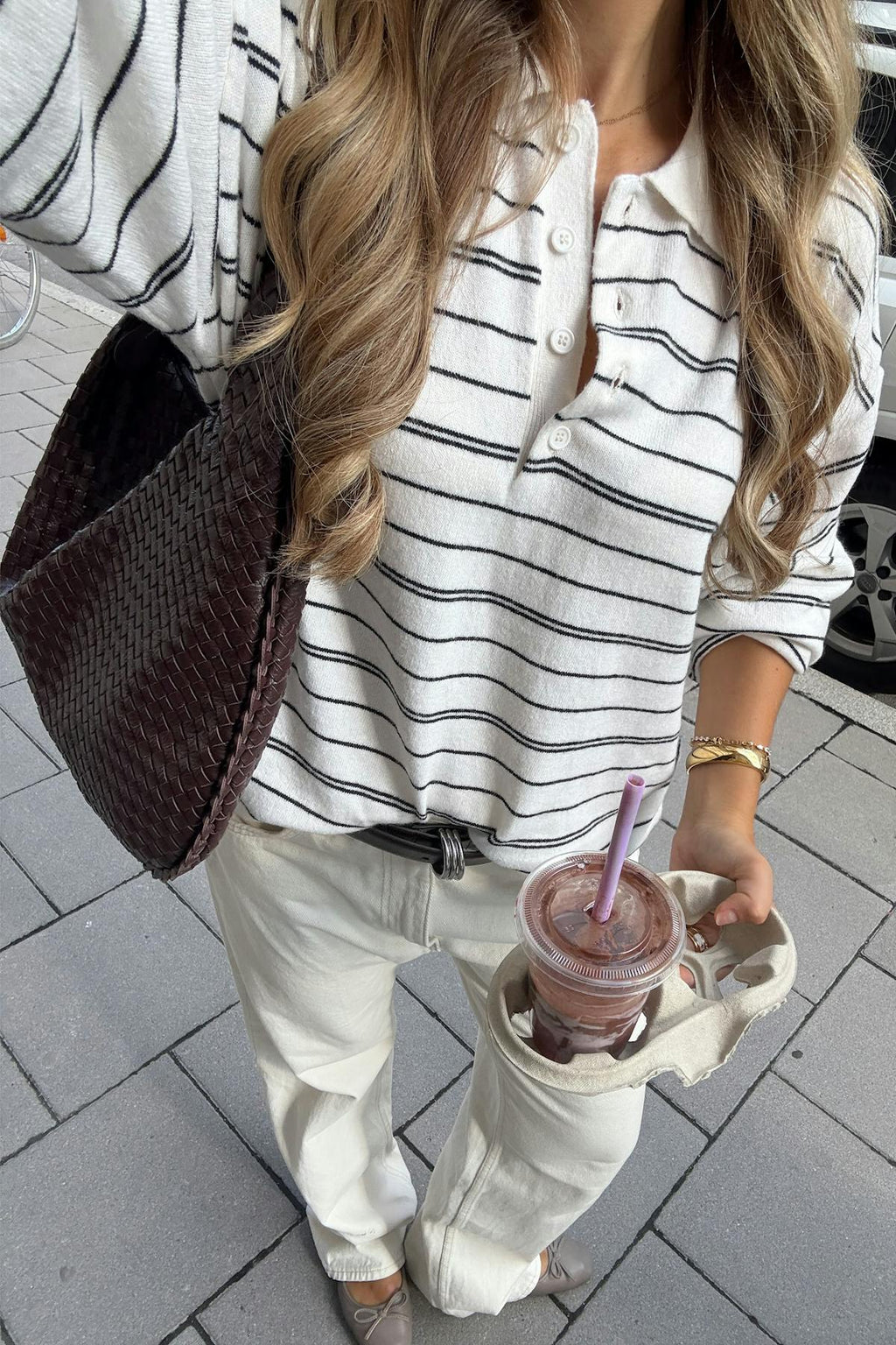 Striped collar knitted sweater