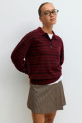 Striped collar knitted sweater